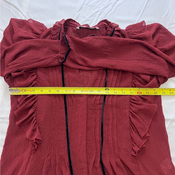 ZARA Rust Ruffled Blouse. XS - Picture 5 of 9